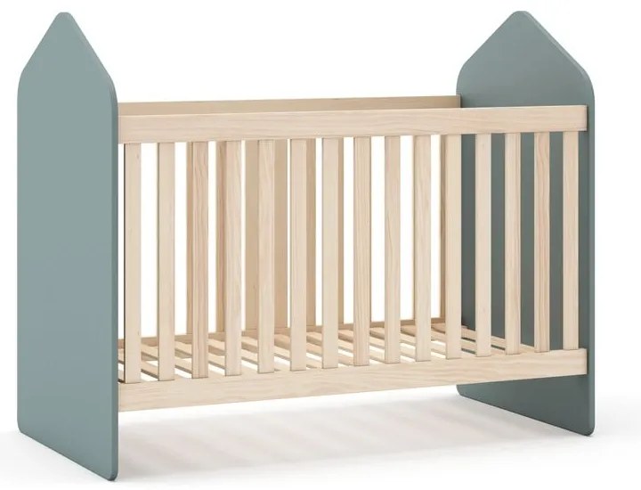 Детско креватче 60x120 cm от декор от бор в естествен цвят/сиво-зелено Estefania – Marckeric
