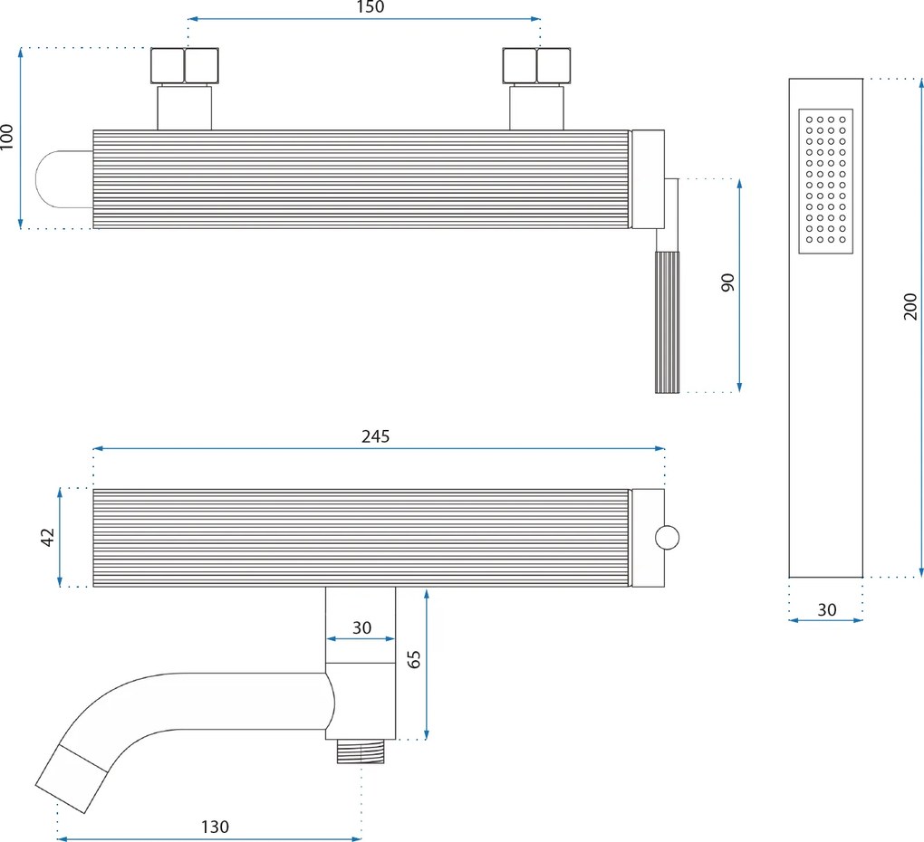 Смесител за вана Rea Argon Brush Nickel
