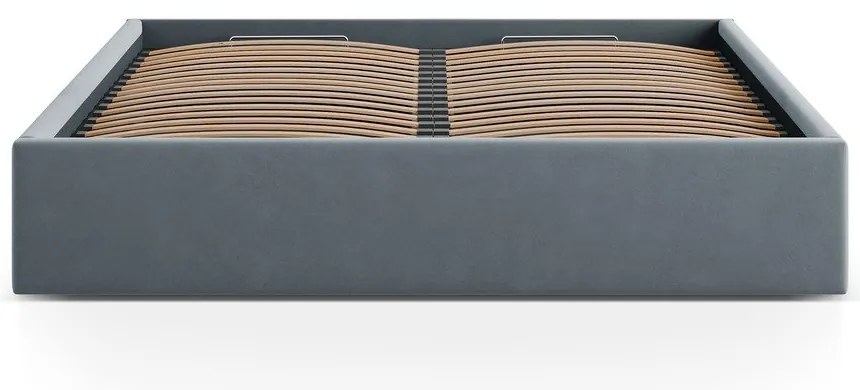 Светлосиньо двойно легло 180x200 cm тапицирано с място за съхранение/без табла с включена подматрачна рамка Susan – Micadoni