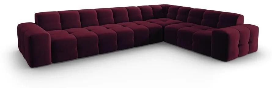 Ъглов диван от кадифе в цвят бордо (десен ъгъл) Kendal - Micadoni Home