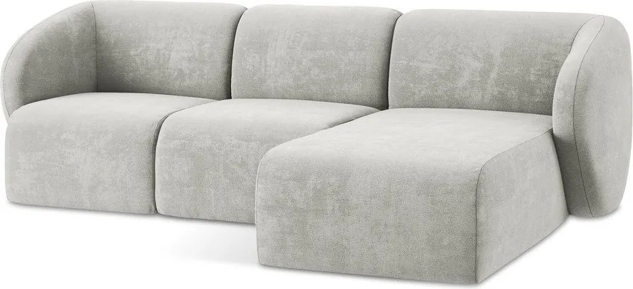 Светлосив шенилов ъглов диван (десен ъгъл) Lani – Makamii