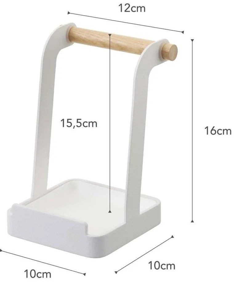 Бяла стойка за капак с детайли от букова дървесина Tosca - YAMAZAKI