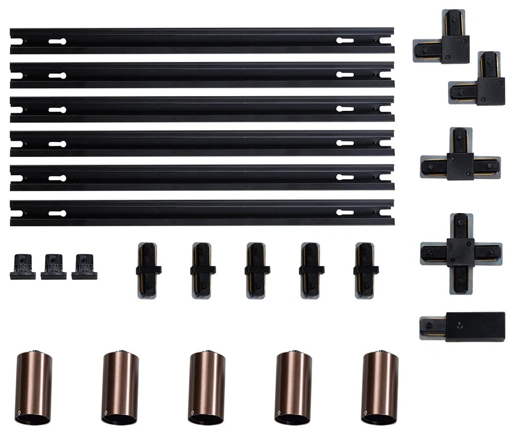 Модерна релсова система за осветление с 5 прожектора тъмно бронз 1-фазов GU10 35mm - Iconic Ruby