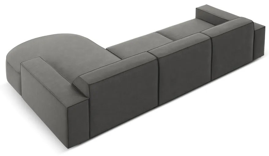 Ъглов диван от сиво кадифе (десен ъгъл) Jodie - Micadoni Home