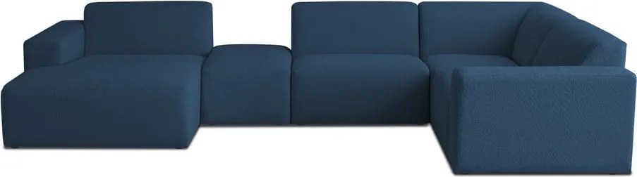 Тъмносин ъглов диван от букле ("U" форма) Roxy – Scandic