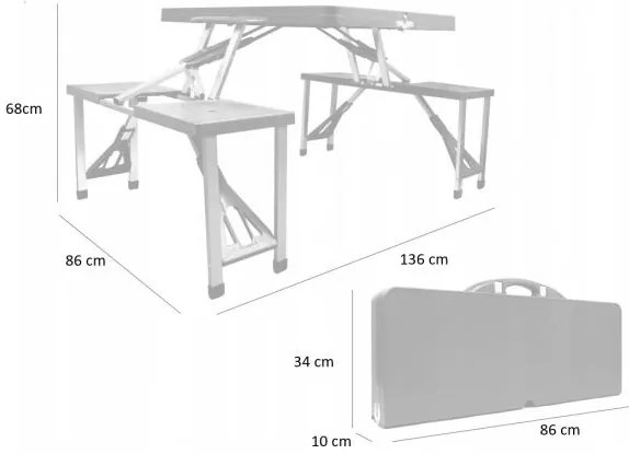 Комплект туристическа сгъваема маса и табуретки