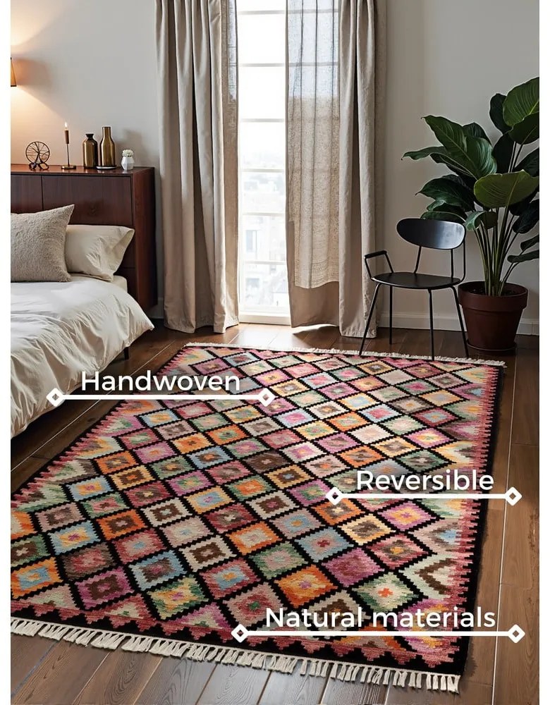 Двустранен ръчно изработен вълнен килим 120x170 cm Kamal Zara – Nouristan