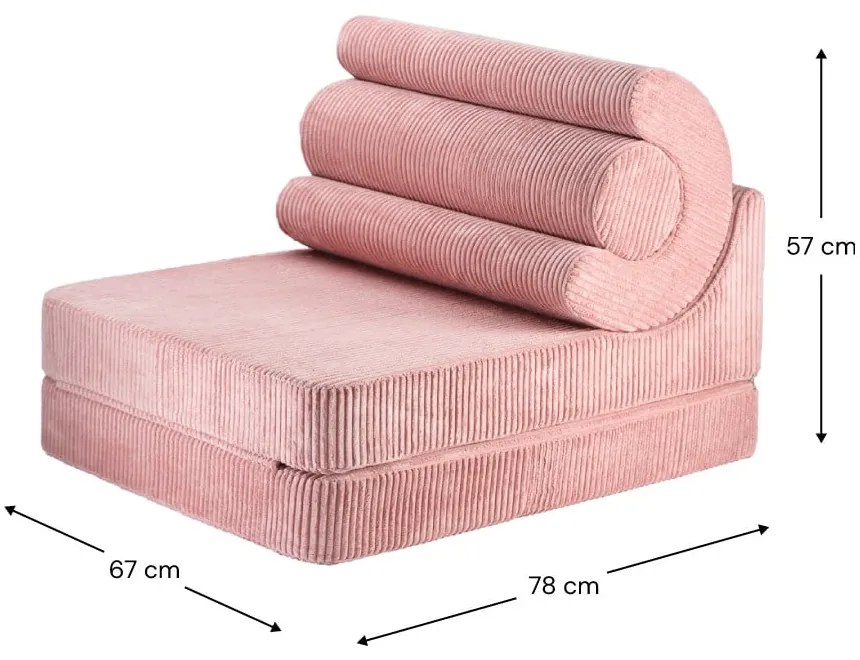 Розов детски стол от рипсено кадифе Flipster – Wigiwama