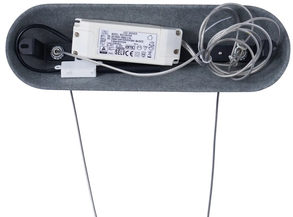 Модерен висящ лампион черен със сив интериор вкл. LED 3-степенно димируем - Dani