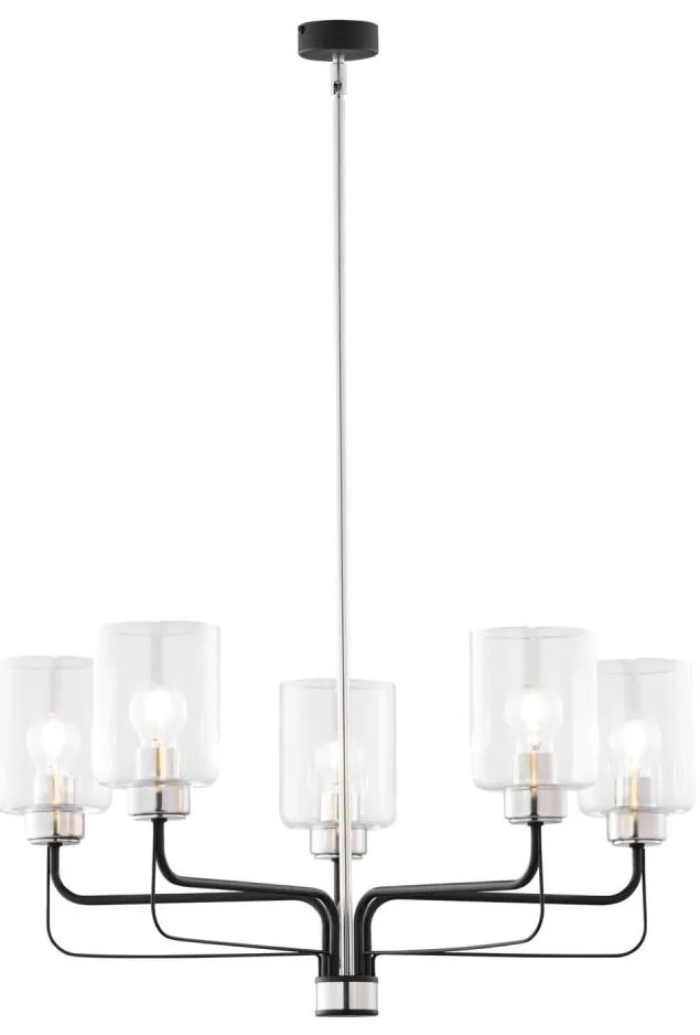 Jupiter 1884 - Полилей на тръба CERES 5xE27/15W/230V матов хром/черен