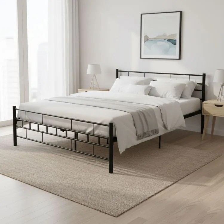 Модерно метално легло със стабилна рамка с минималистичен дизайн