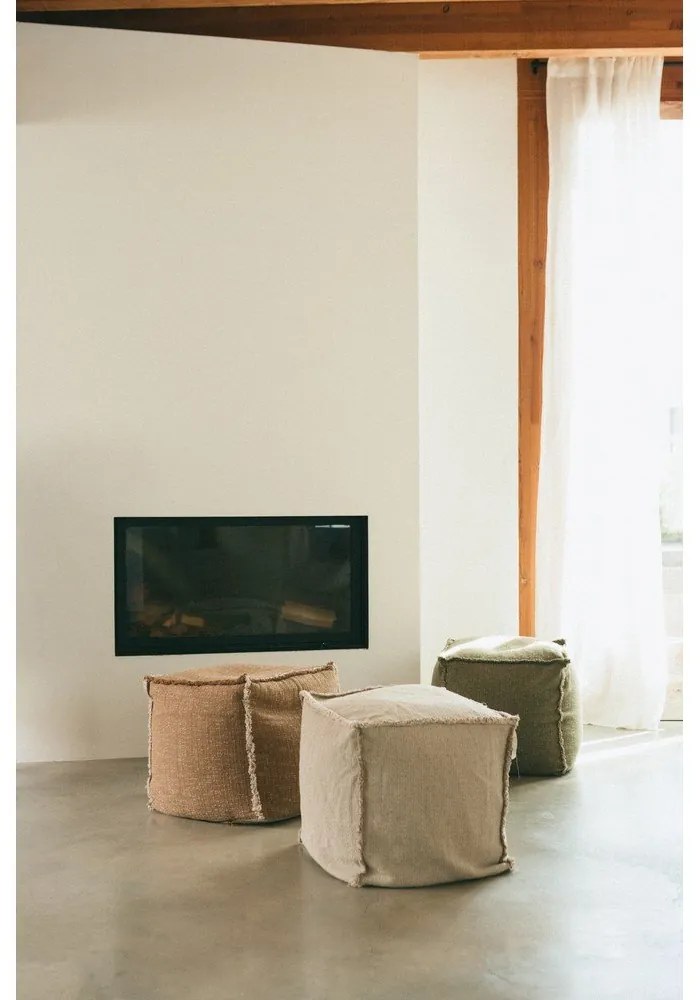 Пуф в цвят жълта охра Handloom – Lorena Canals