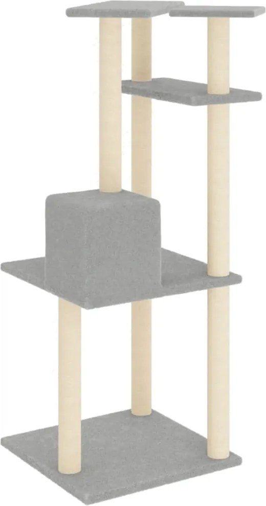 Котешко дърво със сизалени стълбове, светлосиво, 123 см