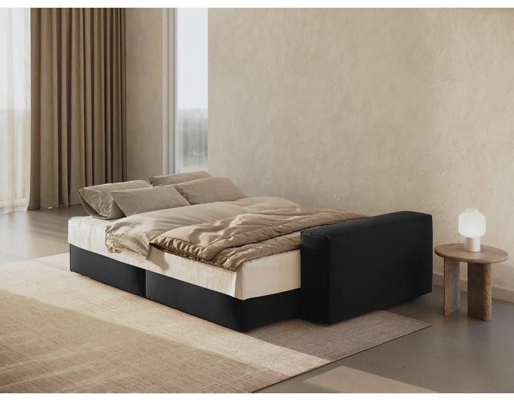 Черен кадифен сгъваем/с място за съхранение диван 247 cm Jodie – Micadoni