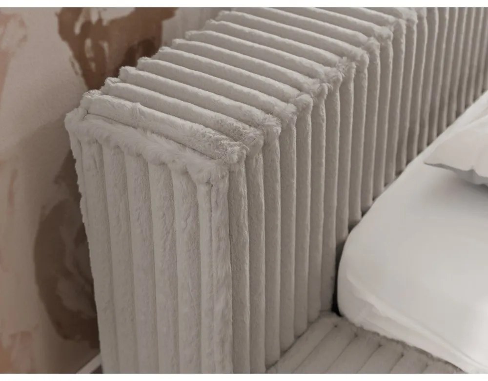 Сиво двойно тапицирано легло с място за съхранение и включена подматрачна рамка 140x200 cm Cloe – Ropez