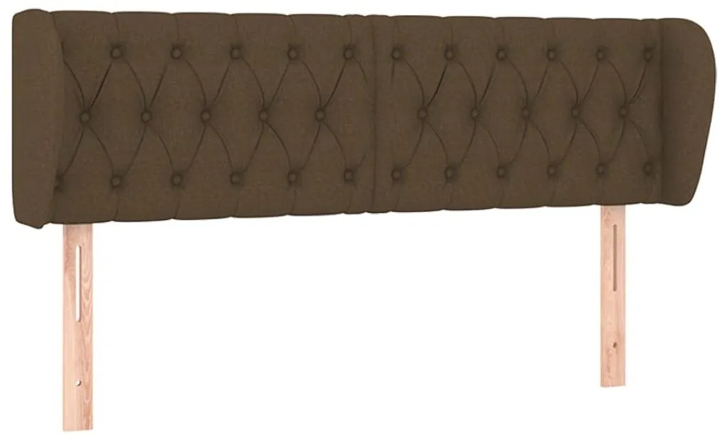 3117481 vidaXL Горна табла за легло с уши, тъмнокафява, 147x23x78/88 см, плат