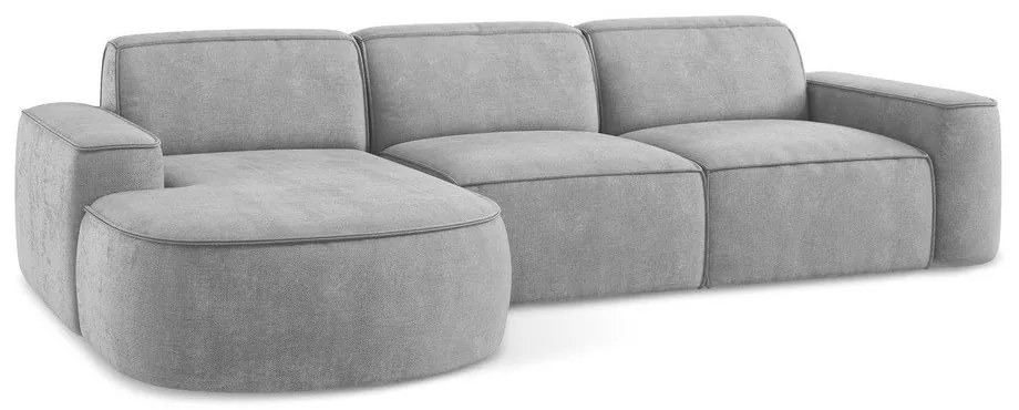 Светлосив шенилов ъглов диван (ляв ъгъл) Omao – Makamii