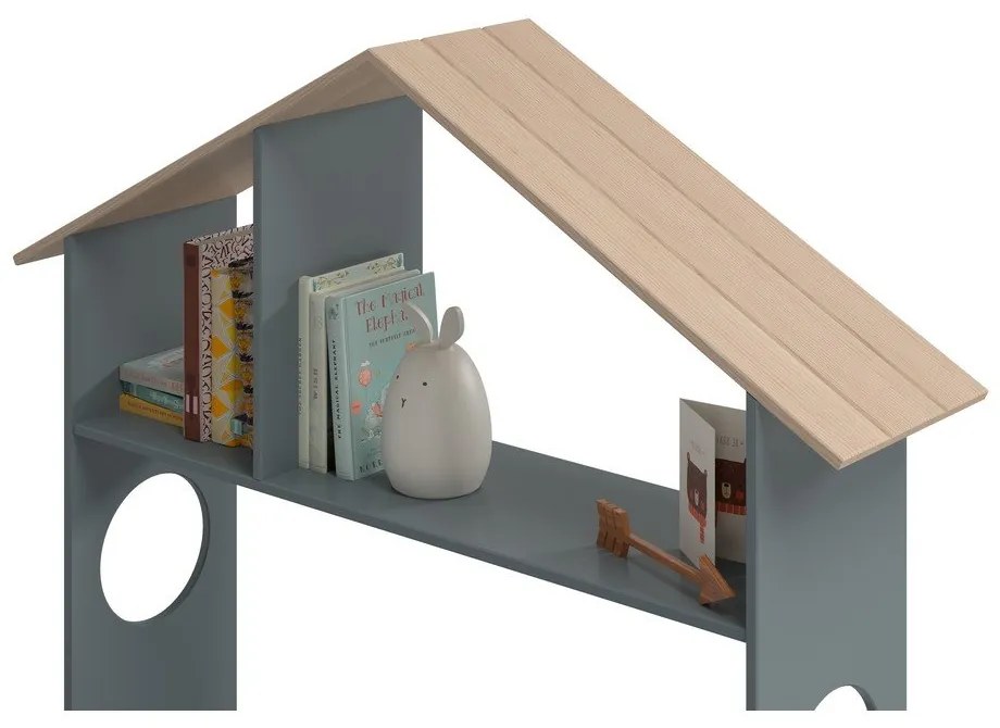 Къща детско легло 90x190 cm от декор от бор с място за съхранение с включена подматрачна рамка в естествен цвят/сиво-зелено Odessa – Marckeric