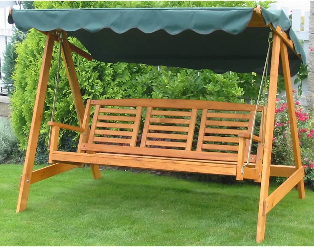 Градинска люлка от масивно дърво в зелен и кафяв цвят Eden – Rojaplast