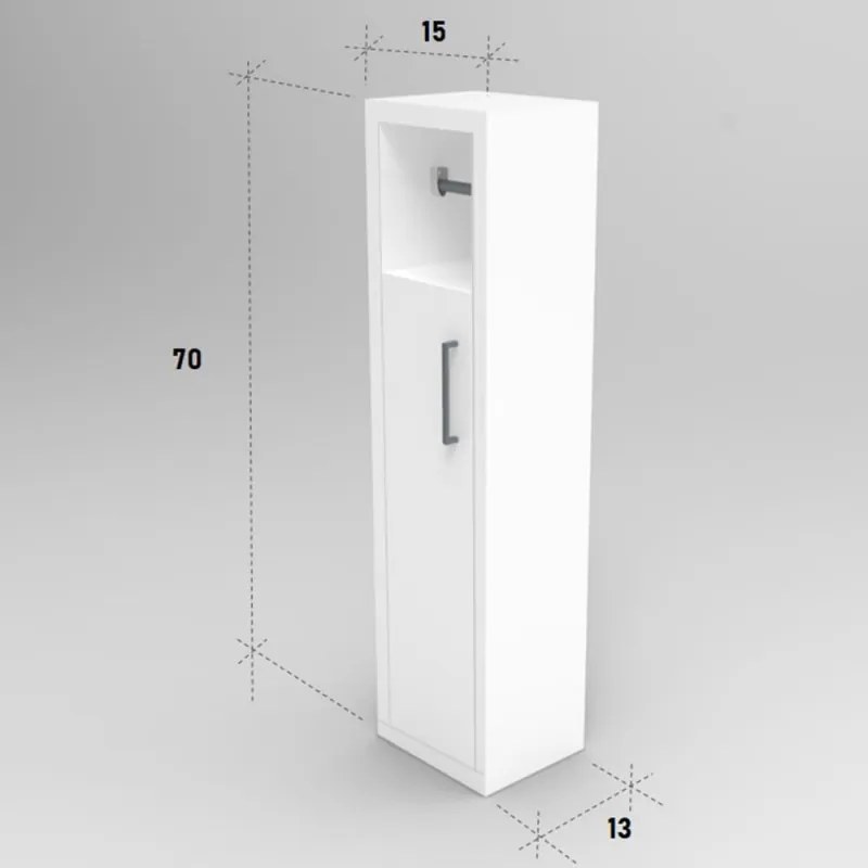 Разопакован: Шкаф за баня с поставка за тоалетна хартия Kalune Design 854KLN4302, 70х15 см, Меламиново покритие, Бял