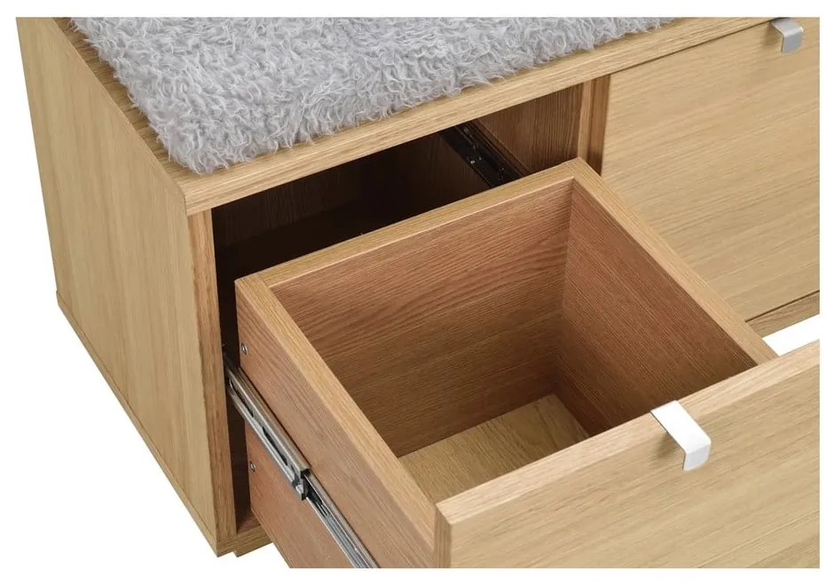 Сива/естествена стойка за обувки от декор от дъб за сядане Confetti – Rowico