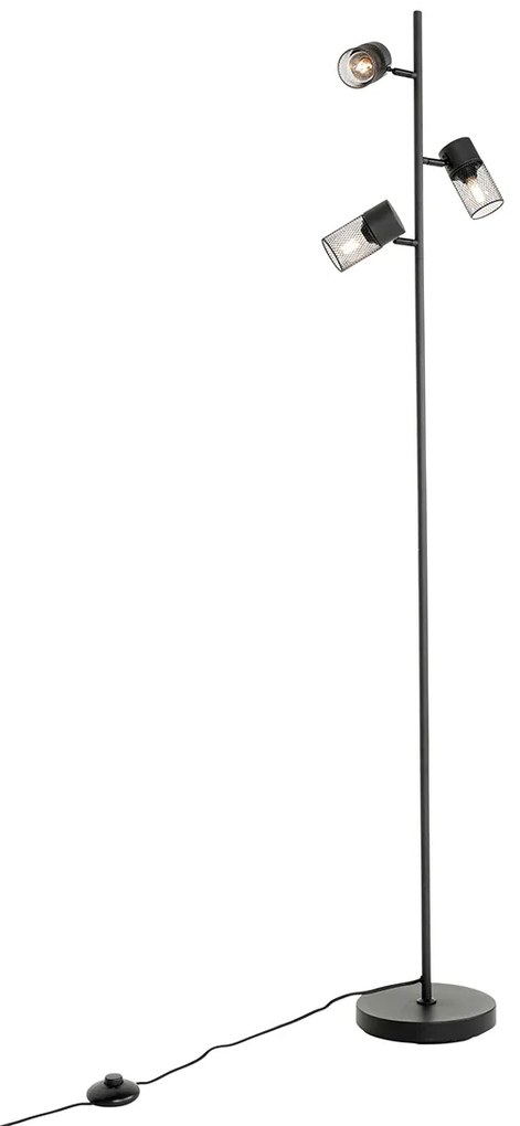 Индустриална подова лампа черна 3-светлина - Jim