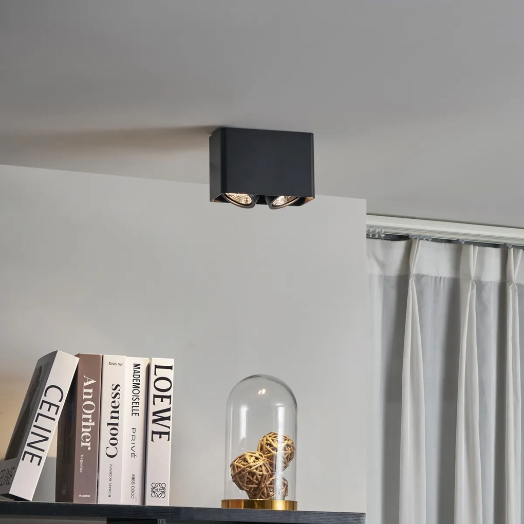 Дизайнерски повърхностно монтиран прожектор черен GU10 70mm 2-светлина въртящ се и накланящ се - Vox