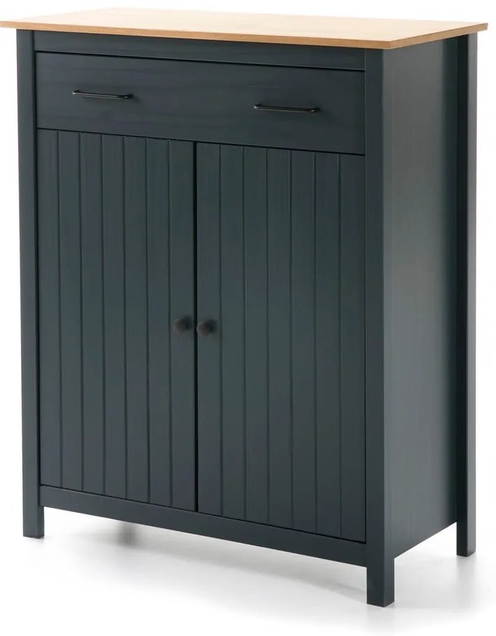 Тъмносин висок скрин от масивен бор 90x110 cm Miranda – Marckeric