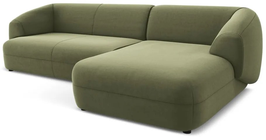 Зелен кадифен ъглов диван (десен ъгъл) Moana – Makamii