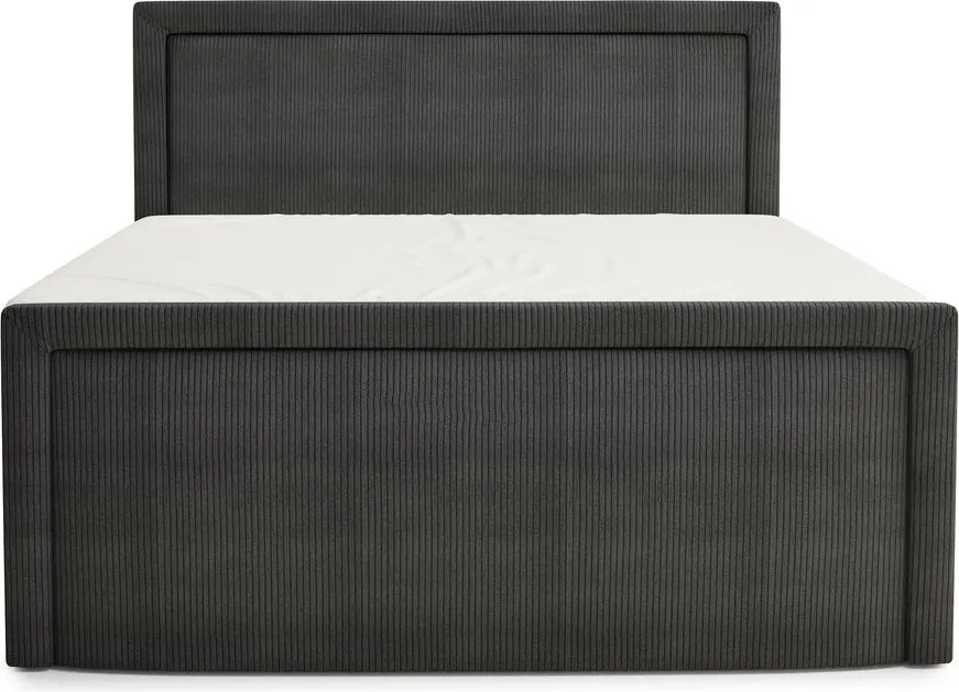 Антрацитно боксспринг легло 200x200 cm с място за съхранение Fresco – Maison de Rêve