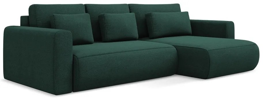 Зелен разтегателен ъглов диван с място за съхранение (десен ъгъл) Kapua – Makamii