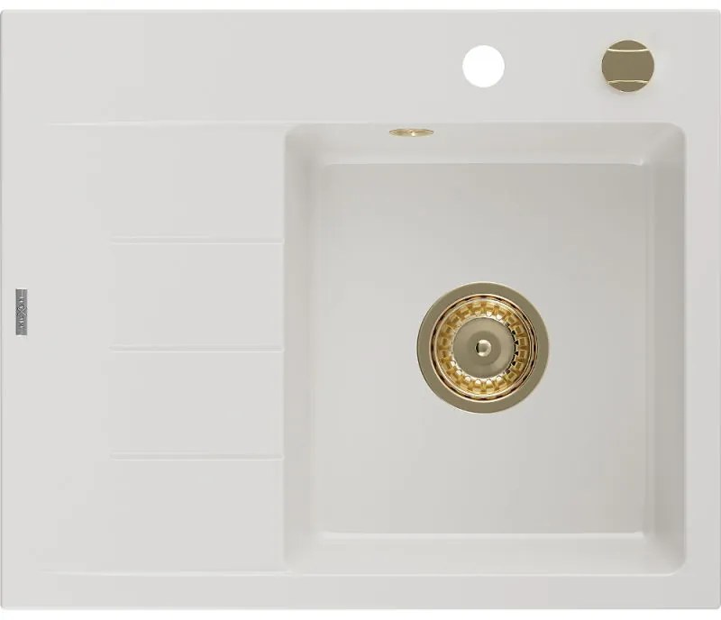 Mexen Ben гранитна мивка с 1 отделение и отцедник, дясна, 600 x 500 mm, бяла,