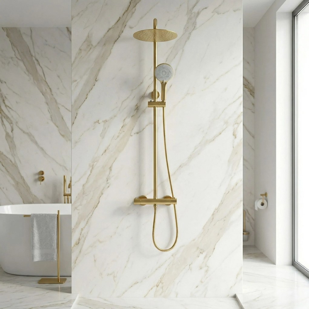 Душ комплект без чучур с термостат Rea Lungo Gold