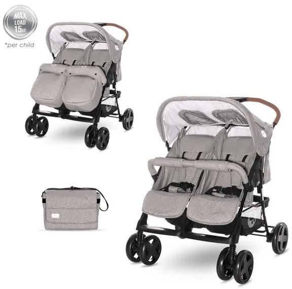 Детска количка за близнаци TWIN LORELLI - STEEL Grey
