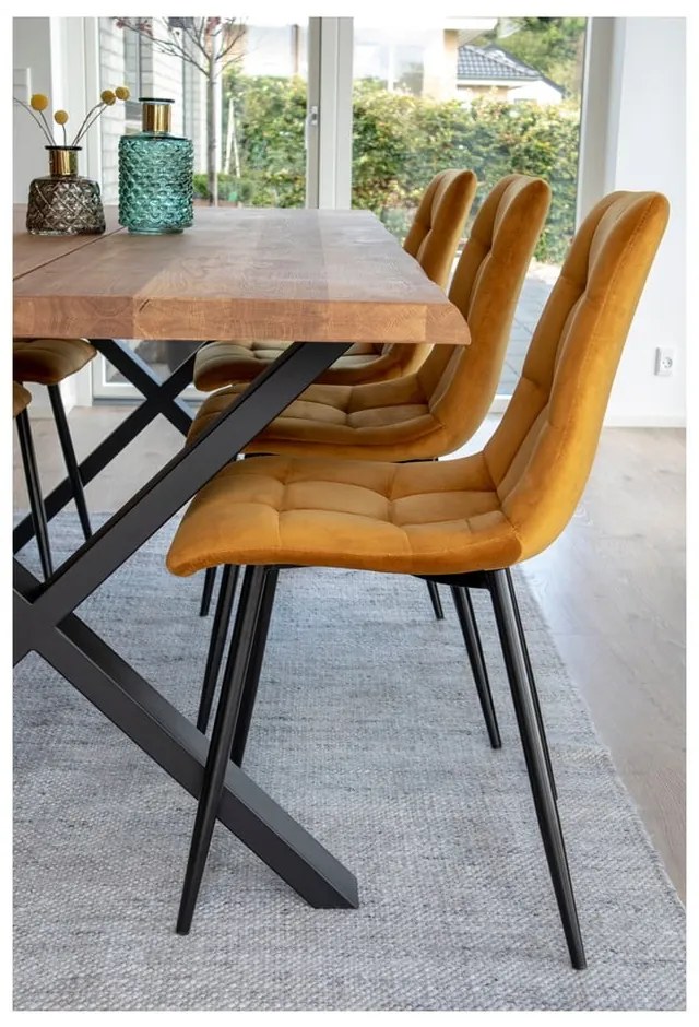 Комплект от 2 трапезни стола с кадифена тапицерия в горчичножълт цвят Middelfart - House Nordic