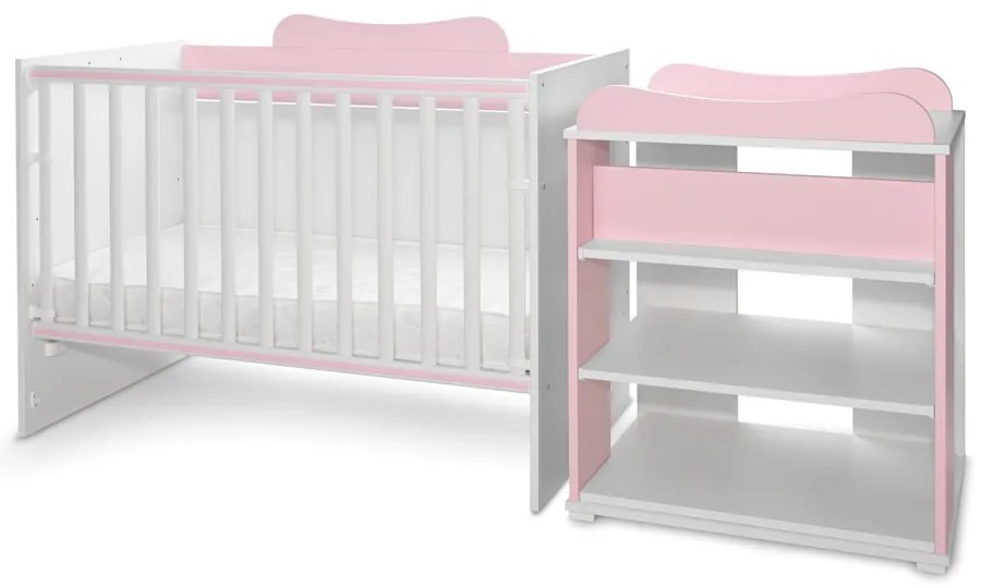 LORELLI Classic Трансформиращо се легло 82/190 см. MULTI БЯЛО/ORCHID PINK