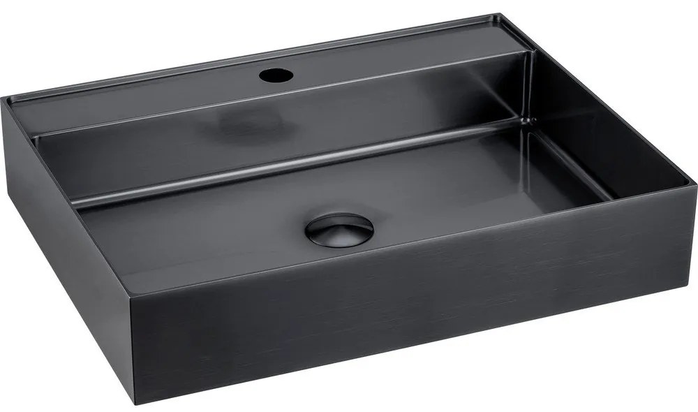 Черна мивка от неръждаема стомана 55x42 cm Aurum – Sapho