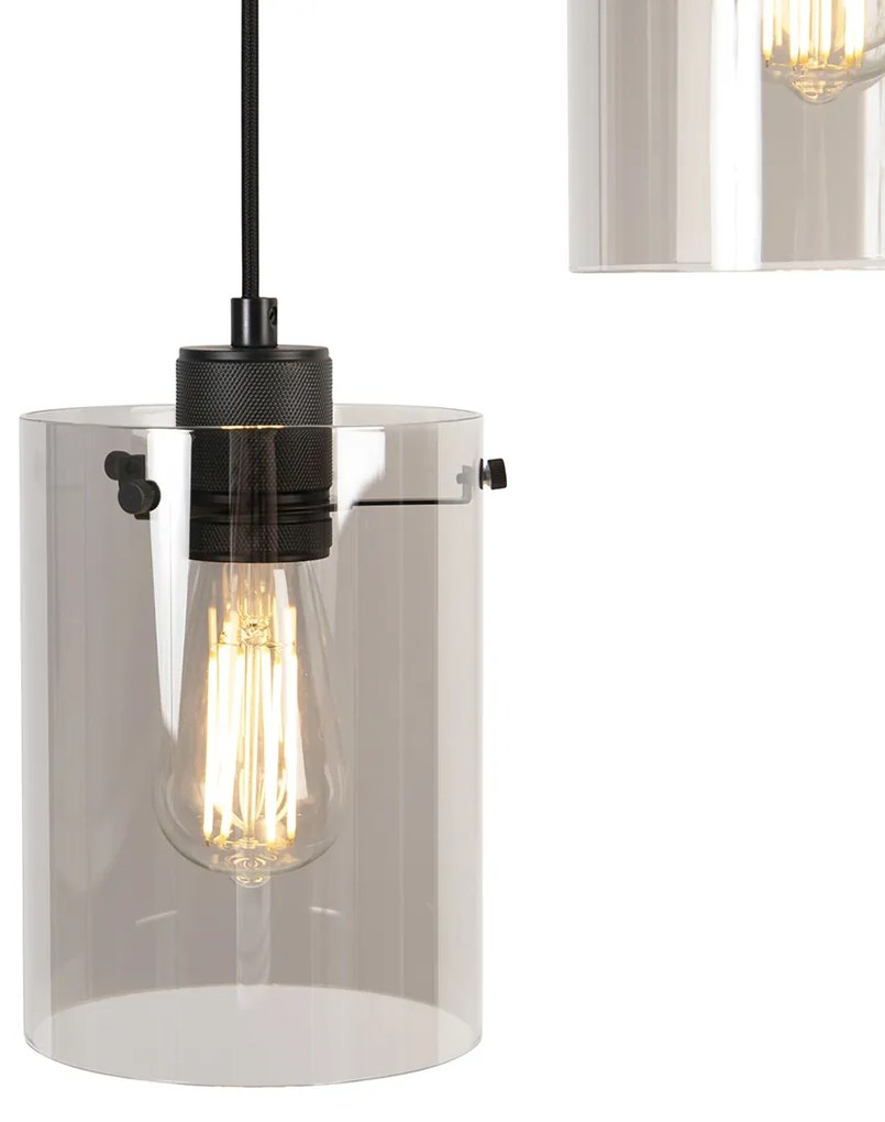 Интелигентна висяща лампа черна с опушено стъкло, включително 3 WiFi ST64 - Dome