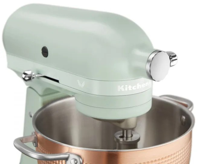 Планетарен миксер KitchenAid Artisan Blossom Exclusive Design 5KSM180LEELB, 300W, 4.7 л, Direct drive, 10 скорости, Накланяща се глава, Купа от кована мед, Билково зелен