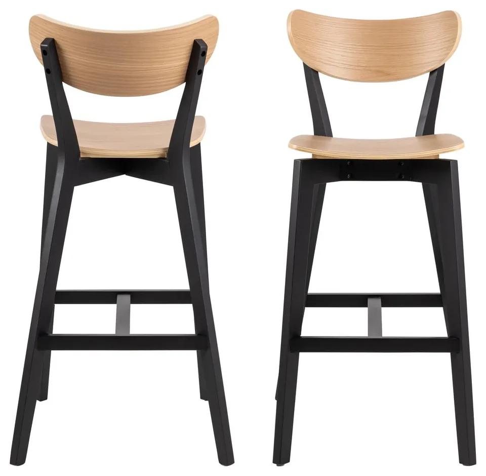 Бар столове в цвят на дървесина от черен естествен каучук в комплект от 2 броя 105 см Roxby - Actona