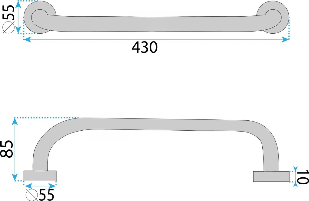 Прав дръжка за баня Chrome 40cm