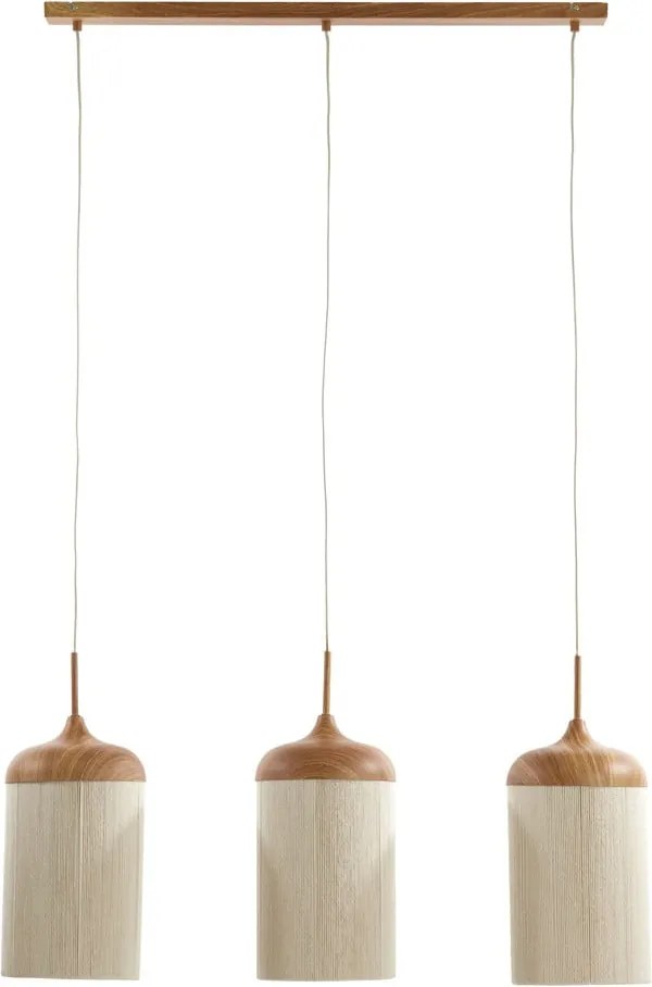 Висящо осветително тяло в естествен цвят с текстилен абажур Dania – Light &amp; Living