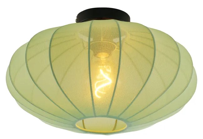 Японска таванна лампа зелена с текстилен абажур - Bida