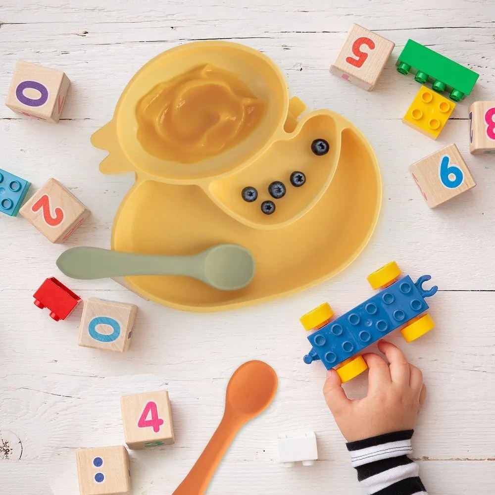 Жълта силиконова детска чиния 19x19,5 cm Chicken – Orion