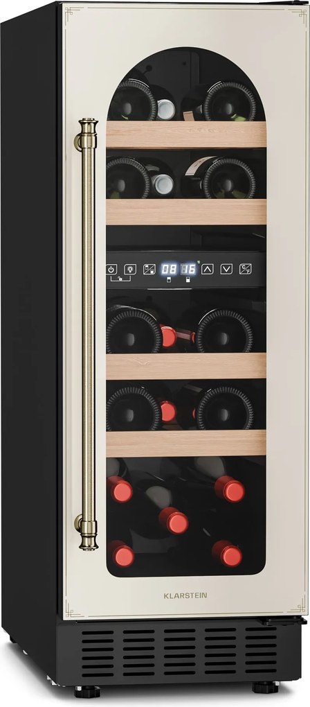 Klarstein Хладилник за вино Vinovilla Victoria 17 Duo, 2 зони за охлаждане, Сензорно управление, 17 бутилки, 4 рафта