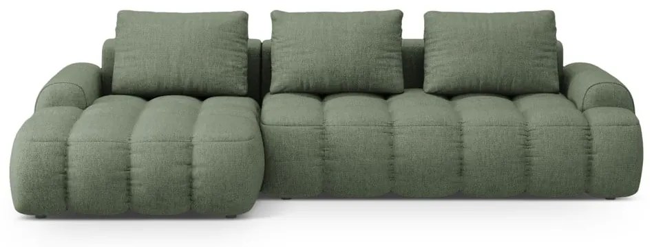 Зелен сгъваем/с място за съхранение ъглов диван (ляв ъгъл) Linz – Cosmopolitan Design