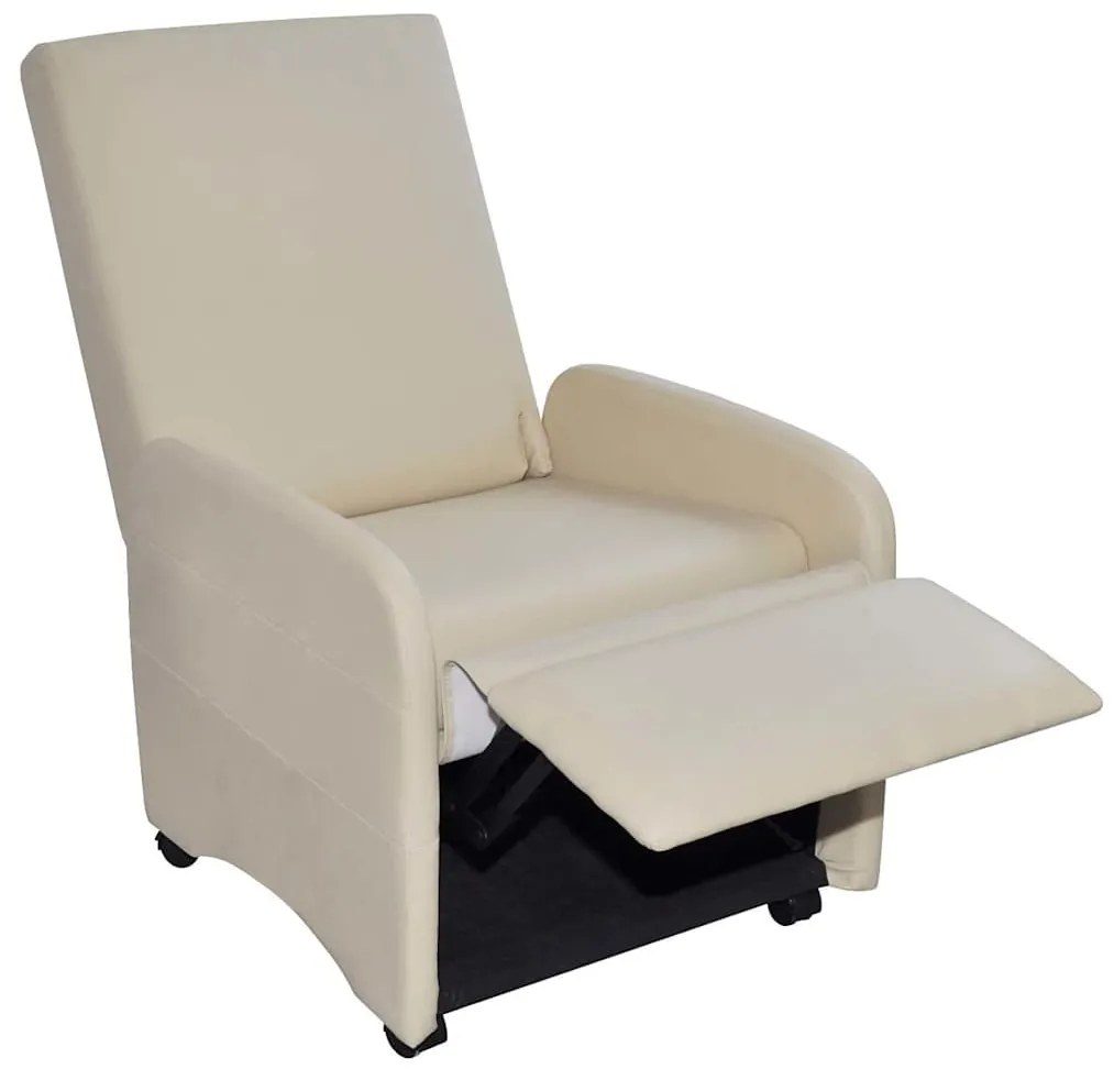 241680 vidaXL Сгъваем фотьойл, кремав, изкуствена кожа