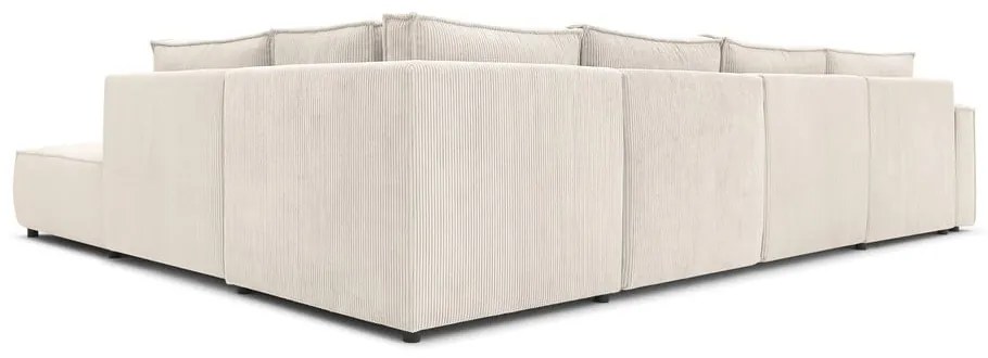 Кремав ъглов U-образен диван от велур, десен ъгъл Nihad modular - Bobochic Paris