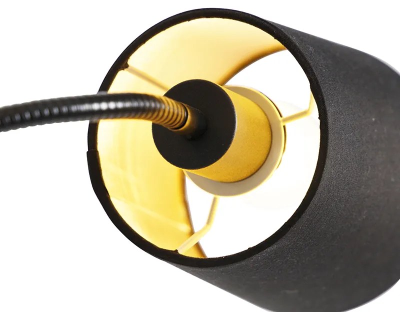 Класическа подова лампа черна със злато и лампа за четене - Retro