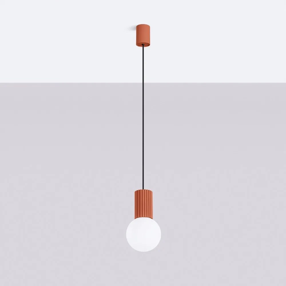 Оранжево висящо осветително тяло със стъклен абажур ø 12 cm Orbital – Sollux